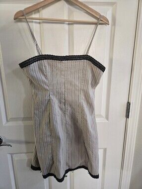 Miss Selfridge Cream and Black Pinstripe Mini Dress